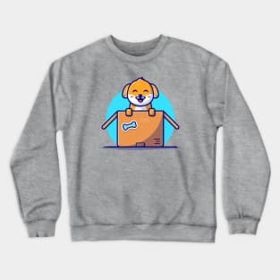 Cute Dog Playing In The Box Cartoon Vector Icon Illustration Crewneck Sweatshirt